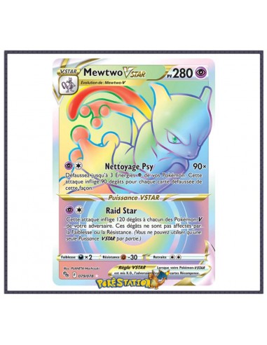 Carte Pokémon Mewtwo-VSTAR 79/78 Rainbow Secrète - Pokémon GO pas cher